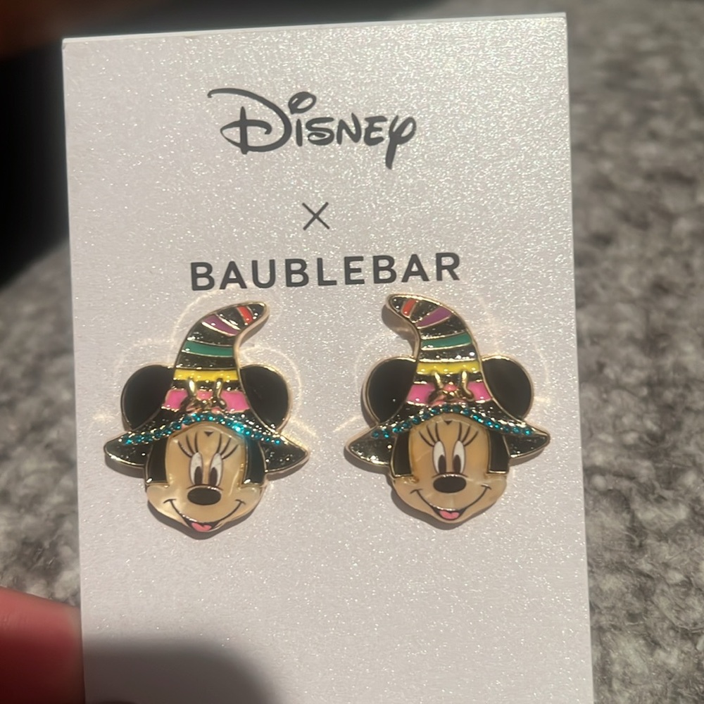 Disney Baublebar Minnie Mouse Witch Hat Halloween Earrings NEW